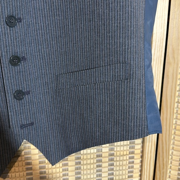 Vintage Men's Two Tone Blue Gray Pinstripe Career Suit Vest No Tags - Picture 7 of 13